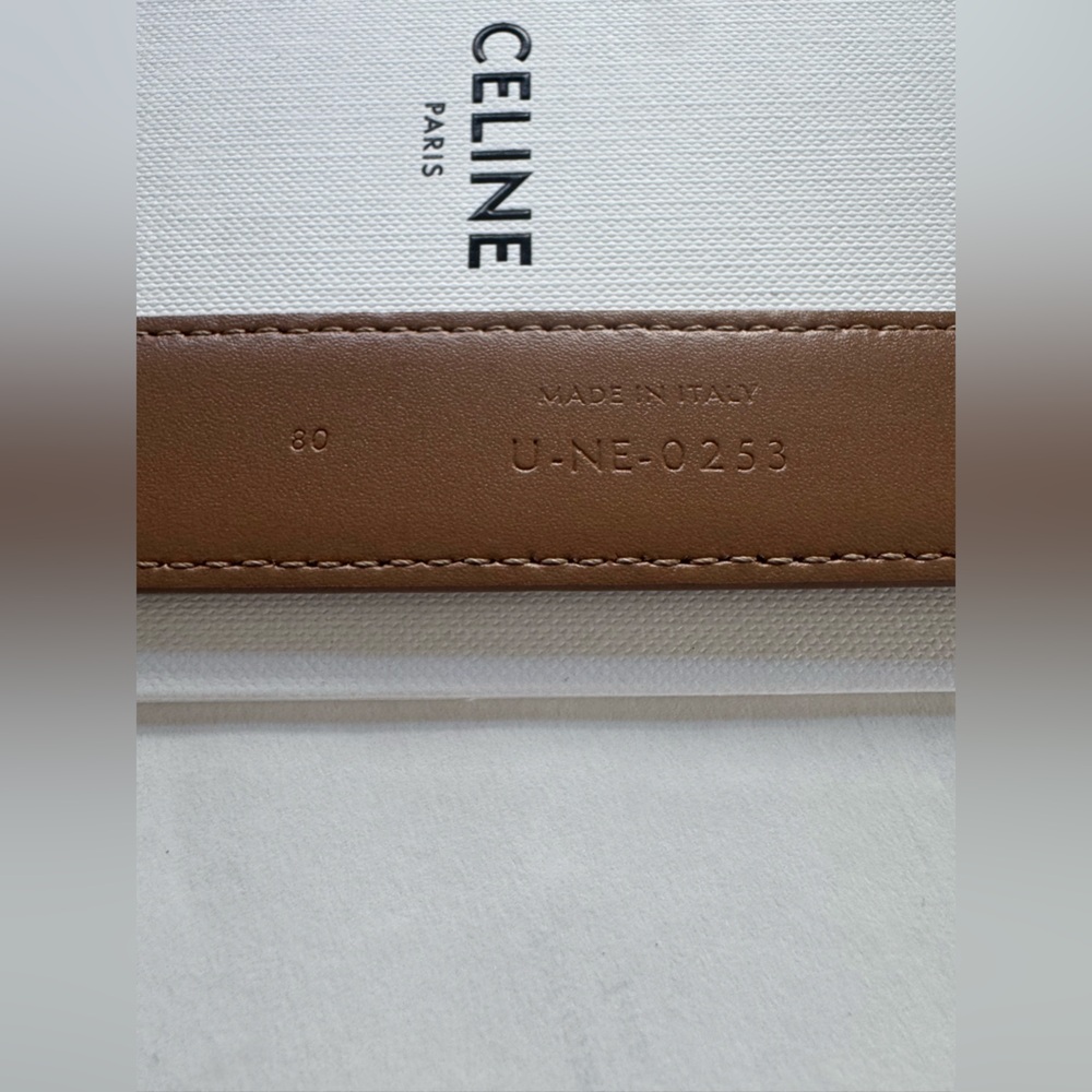 Celine Triomphe Patent Leather Belt | Champagne/Fawn “Taurillon” | Size 80 - Picture 5 of 8